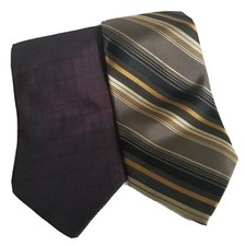 2 DANIEL CRAIG Men's 100 Italian Silk Neckties Burgundy and Brown Striped EUC