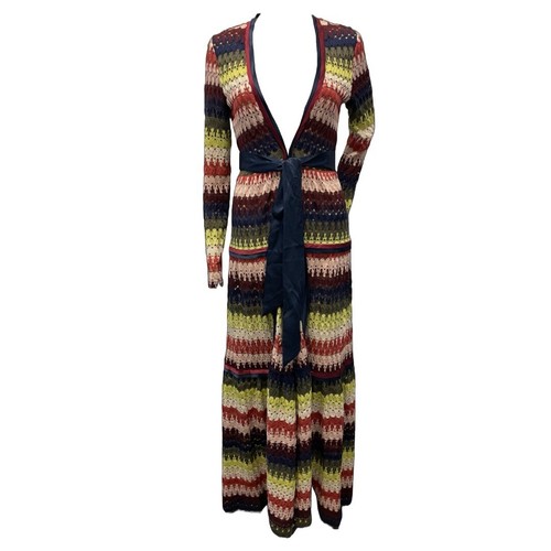$465 Ramy Brook Amretha Multicolor Chevron Crochet Tie Cardigan/Dress Size XS
