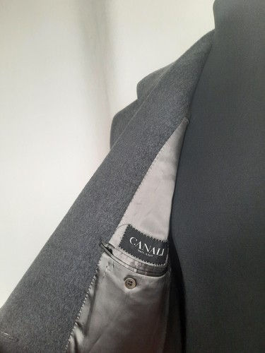 Canali Milano vintage luxury sartorial men wool double-breasted grey coat - Foto 6 di 12
