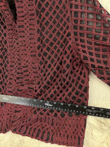 Joseph Ribkoff Women’s Red Black Embroidered Lace Sheer jacket Blazer XL - Picture 5 of 10