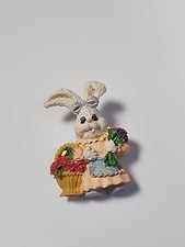 Easter Bunny With Flowers Lapel Pin Hard Resin