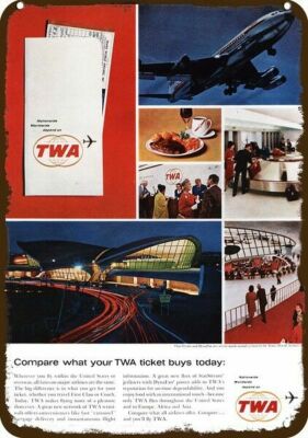 1962 TWA AIRLINES Jet & JFK IDW Airport Vntge-Look DECORATIVE REPLICA ...