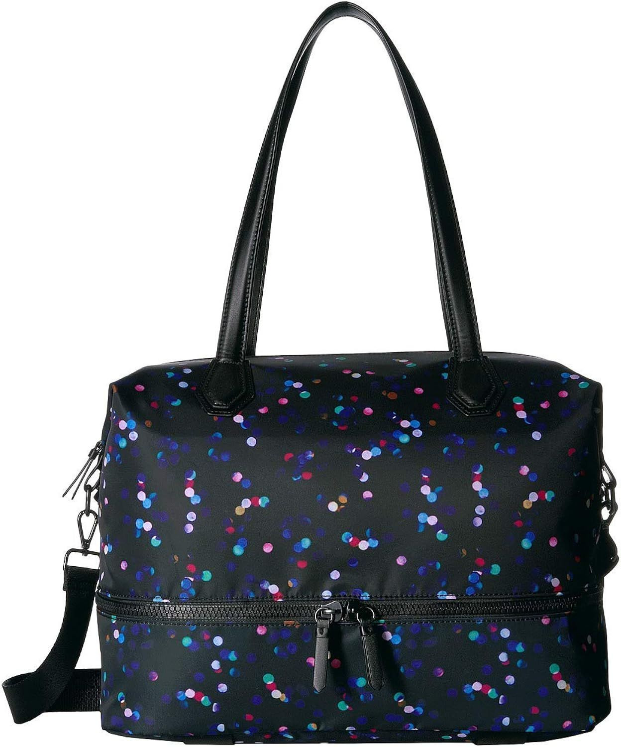 London Fog Vinyl Weekender Bag Black Dot Print One Size 