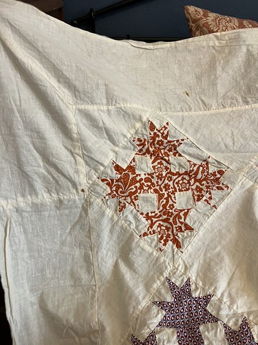 Vintage Hand Stitched Feed Sack Patchwork Quilt Top - Picture 8 of 11