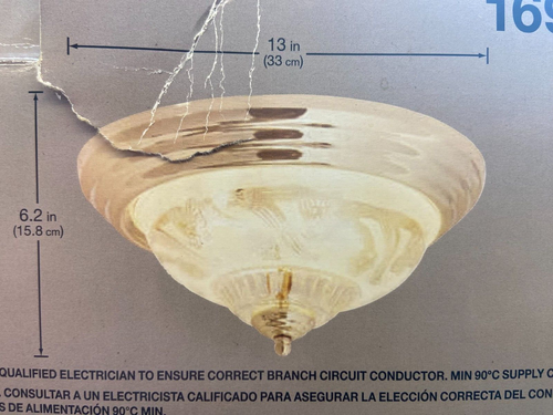 Dome Ceiling Light Surface Mount 13-Inch X 6-1/4” Frosted Etched Glass Hampton B - Picture 10 of 14
