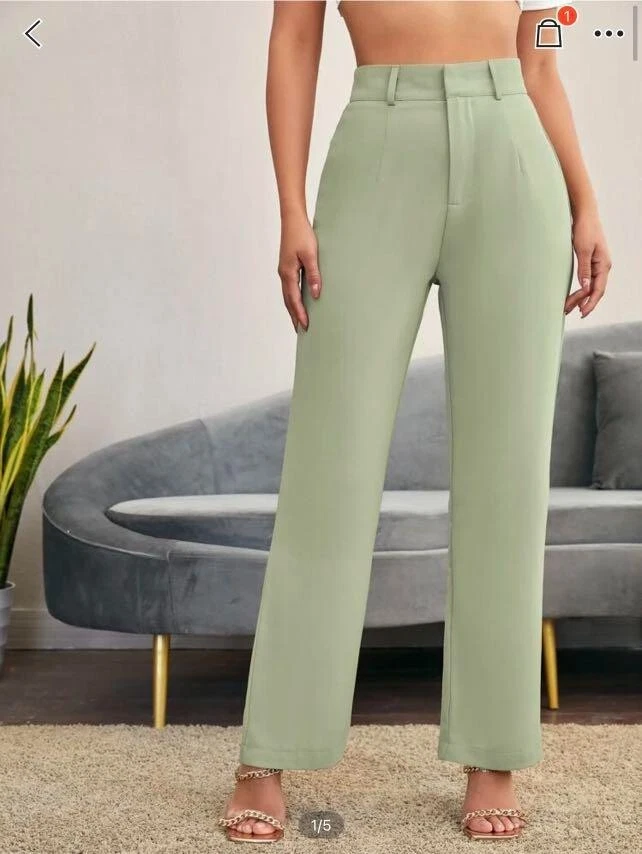 SHEIN Mint Green High Rise Tailored Wide Leg Pants Women's Size XS (2)