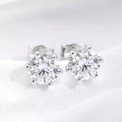 3Ct Round Cut Earrings 14K White Gold Finish Diamond Created VVS1/D/Excellent