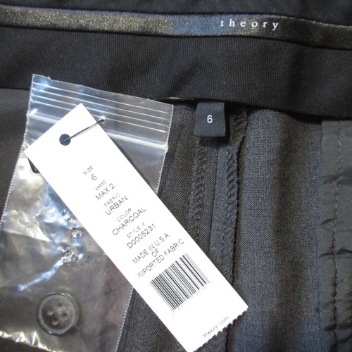 NWT THEORY Max 2 Urban in Charcoal Gray Stretch Wool Flare Trouser Pants 6 x 35½ - Picture 3 of 5