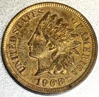 1908 Indian Head Cent Penny, Red Brown, Gem BU RB SR784