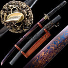 Japanese Samurai Sword Damascus Folded Steel Red Blade Sharp 40' Dragon Katana