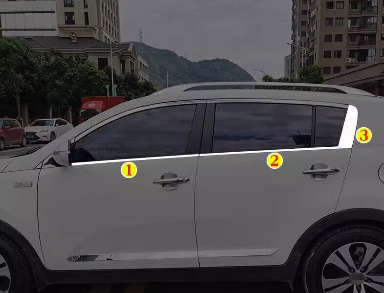 For Kia Sportage 2011-2016 Chrome Silver Lower Window Sill Molding Strips Trim