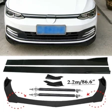 Front Bumper Lip Spoiler+86.6" Side Skirt Body Kit Glossy For Volkswagen Tiguan