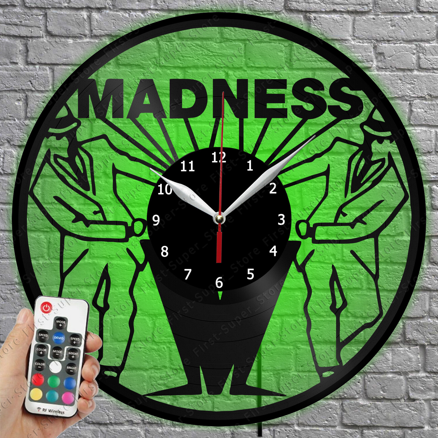 LED Light Wall Clock with Vinyl Record Design – Unique LED Display 1194-image