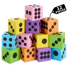 Neon Big Foam Dice Set - 12-Pack, Colorful Dice for Kids