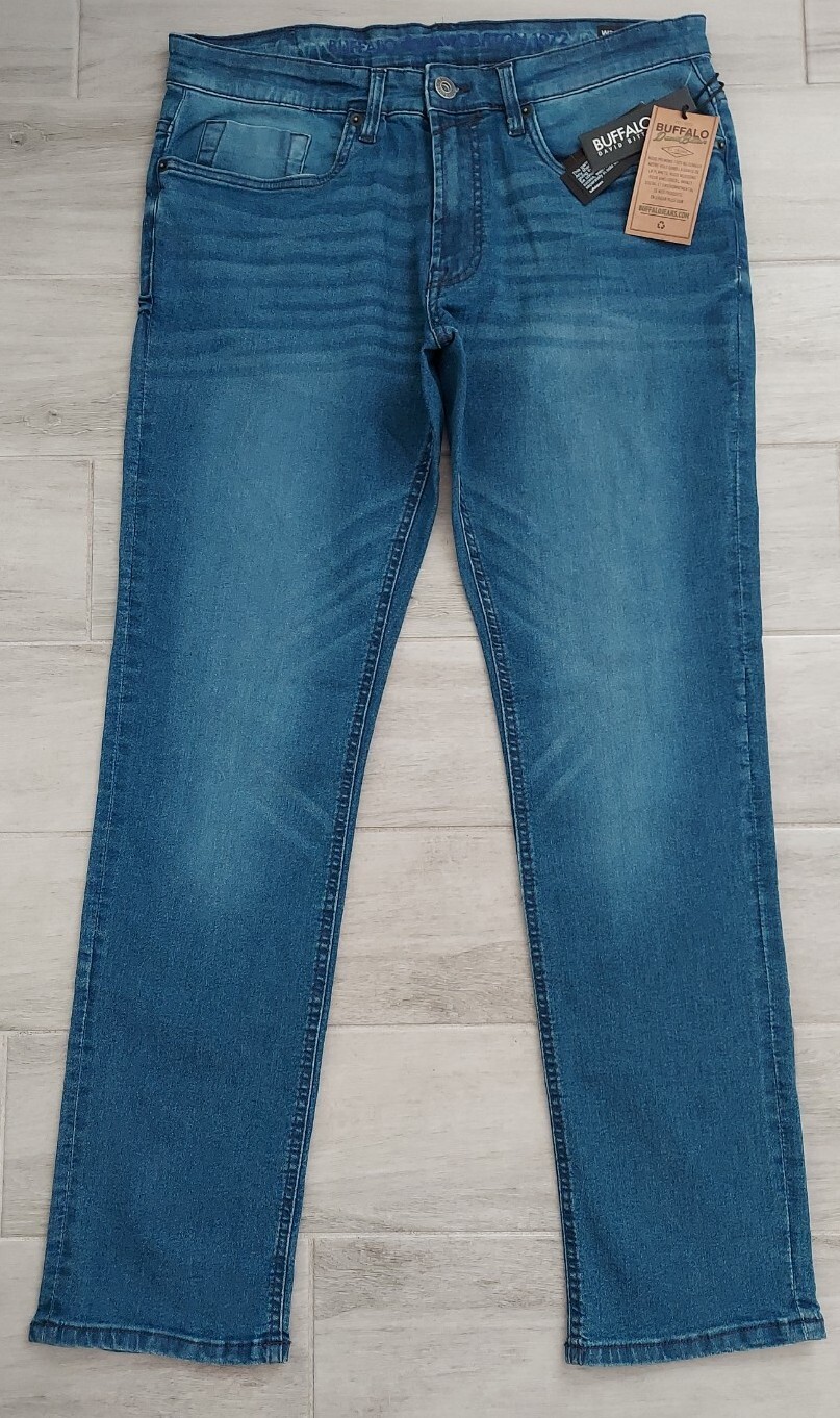BUFFALO DAVID BITTON Mens Ash-x Slim Stretch Blue Jeans Sz 32x32(Actual W34")NWT