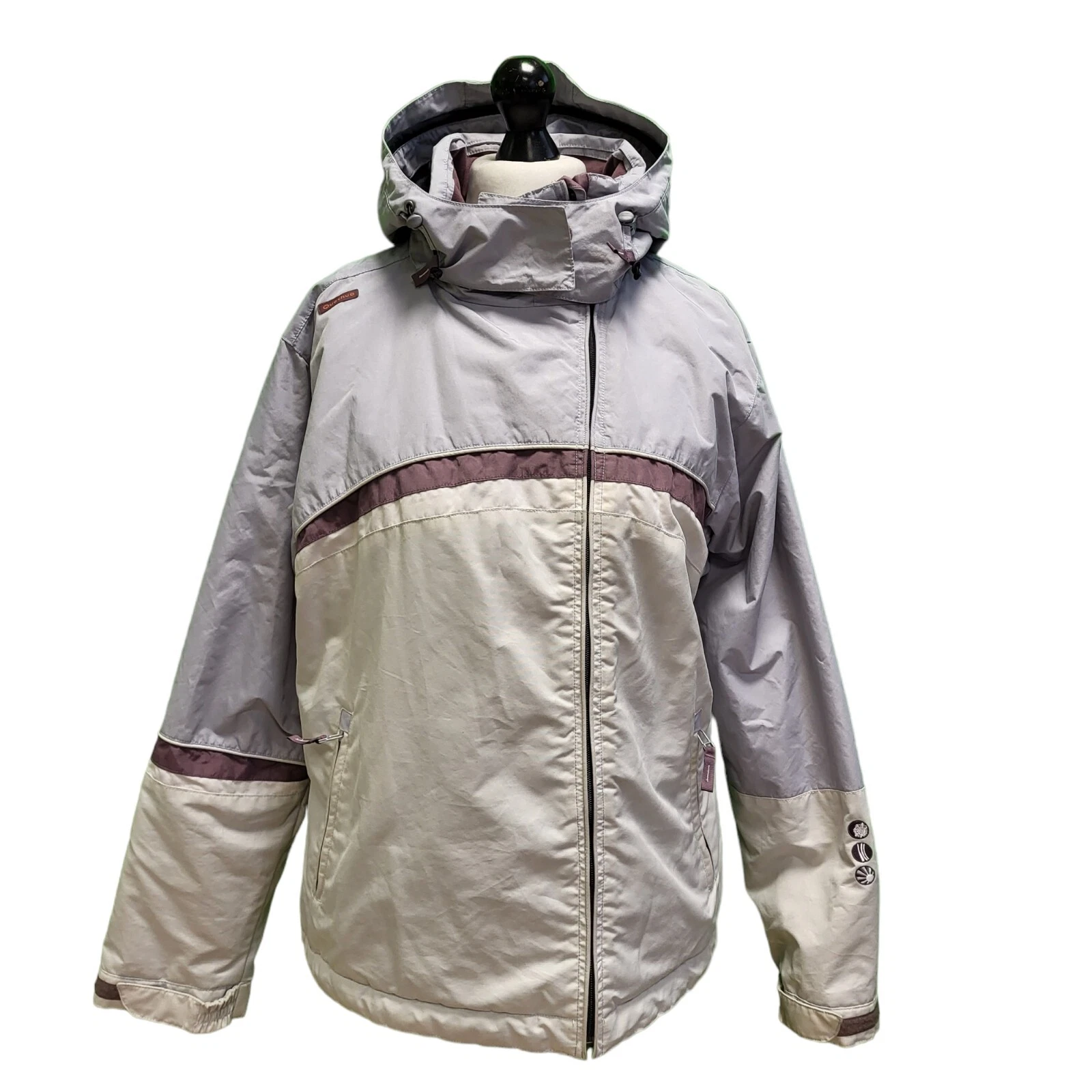 Vintage Snow Spirit Coat Blue Cream Hooded Ski Jacket Uk Women's XL 14 E526