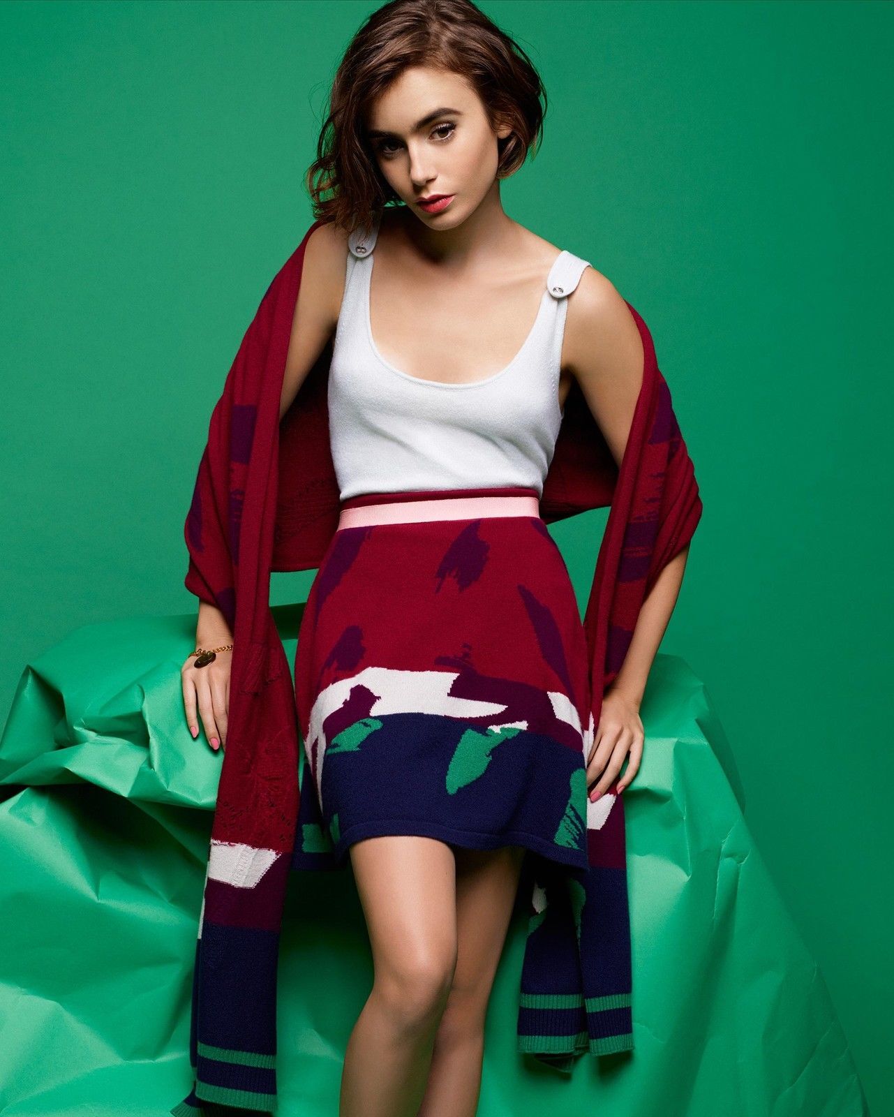 Lili Collins With Scarf 8x10 Picture Celebrity Print