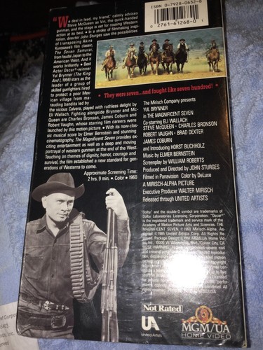 The Magnificent Seven ( VHS Tape ) Yul Brynner sealed-1985--Classic Western-MGM - Imagen 2 de 3