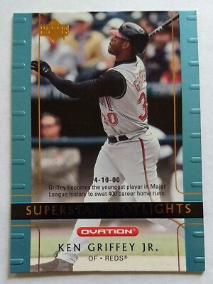 KEN GRIFFEY JR., 2002 UPPER DECK OVATION, SUPERSTAR SPOTLIGHTS #98, REDS
