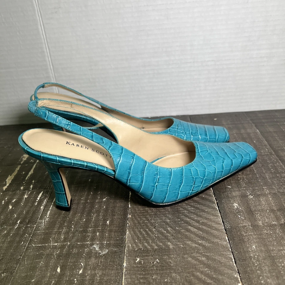 Karen Scott Mason 8 1/2 Mujer Cuero Serpiente Azul Claro Tacones Foto 4 de 4
