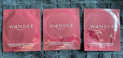 Wander Beauty Baggage Claim GOLD Eye Masks Travel Pampering 3 Pairs Exp. 10/20