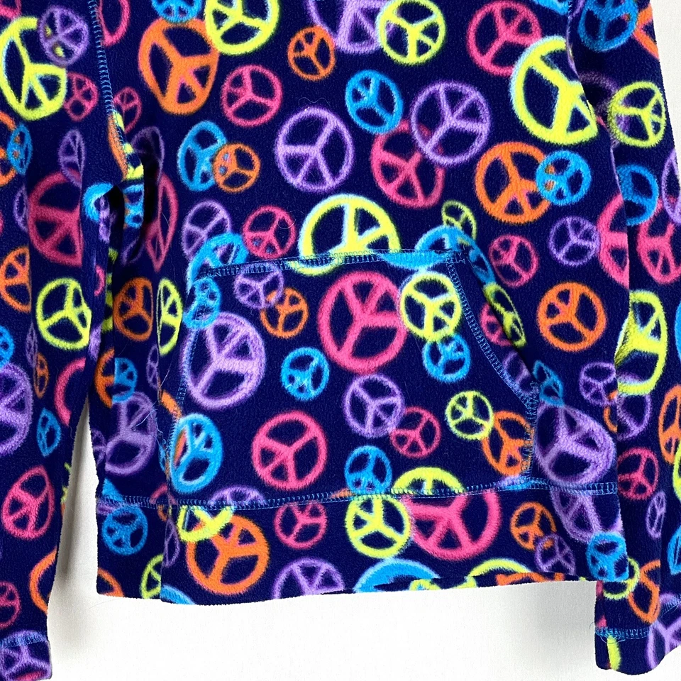 Pulôver com capuz de lã pequeno infantil arco-íris sinal de paz manga longa 5/6 - Imagem 3 de 4