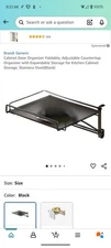 Cabinet Door Organizer Foldable Adjustable Kitchen Storage Shelf Black Steel