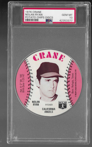1976 Crane Potato Chips Discs Nolan Ryan California Angels PSA 10 GM MT