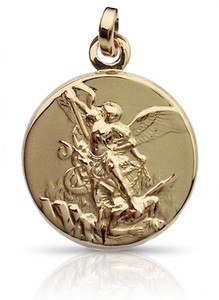 Authentic 925 STERLING SILVER SAINT MICHAEL THE ARCHANGEL MEDAL - GOLD PLATED (GUARANTE...