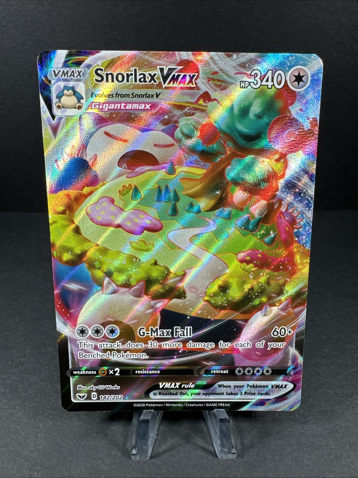 Pokemon TCG Snorlax VMAX 142/202 Sword & Shield Full Art Holo NM/M 