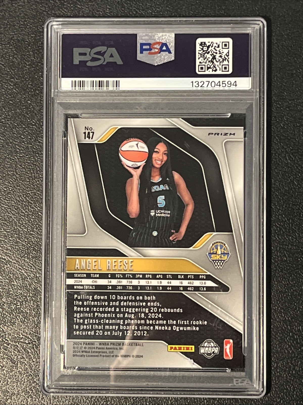 2024 PANINI PRIZM WNBA ORANGE ICE #147 ANGEL REESE PSA 10 E15 view 2