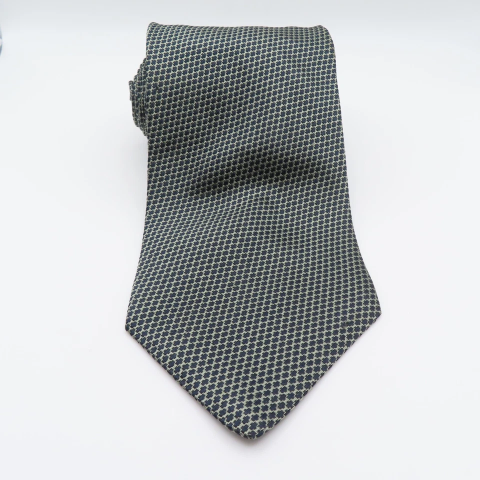 Corbata Giorgio Armani Gris Seda Negro Cuadros 4" Ancho 57" Largo Italia Foto 3 de 4