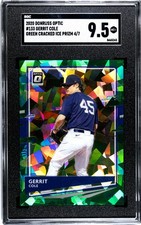 2020 Panini Donruss Optic #133 Gerrit Cole SGC 9.5 Green Cracked Ice Prizm /7