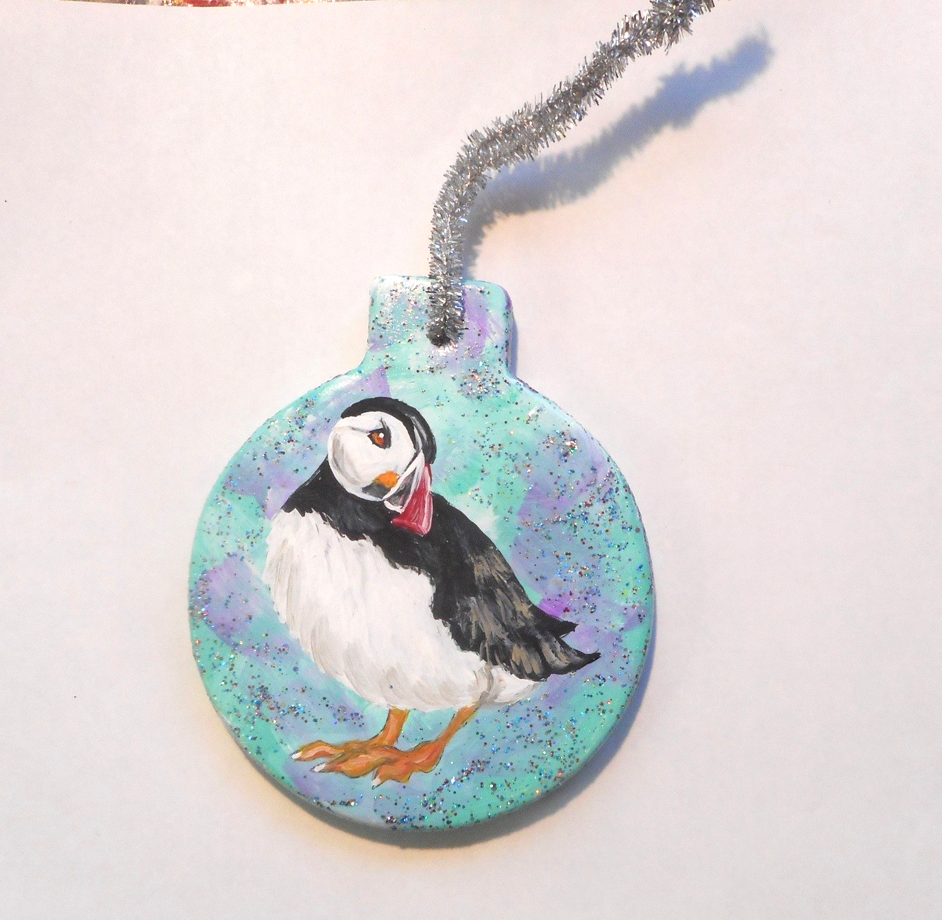 Puffin Bird  Custom Painted Christmas Ornament Decoration