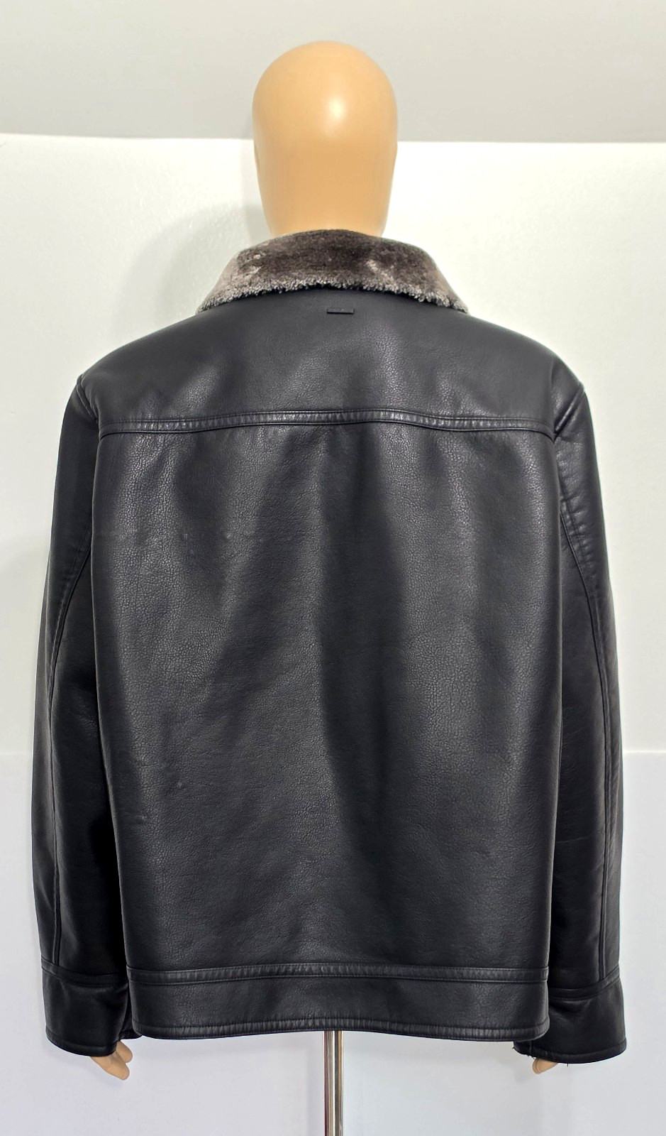 Calvin Klein Bomber Jacket Mens 2X-L Aviator Faux Leather Sherpa Lined Full Zip image 5