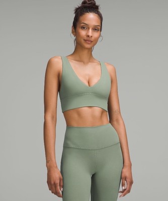 LULULEMON Sports Bra Women s  10 A/B Grey Eucalyptus (Green) ALIGN V-Neck  NWT 