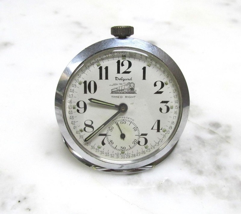 Vintage Delgard "Timed Right" Pocket Watch w/ Stand; Made in Germany ~ 4-E365