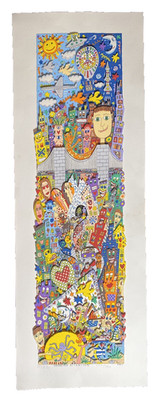 James Rizzi original 3D Werk DRAWING ATTENTION, handsigniert, 74 x 26 cm, 1997