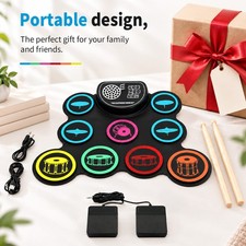Electronic 9 Pads Digital Electric Drum Pads USB Roll Up Drum for Kids Student