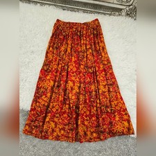 Maren Rayon Vintage Boho-chic Hippie Festival Floral A-line Maxi Skirt. Size Lar