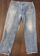 Mens Vtg Levi s 501 Jeans 40X30 USA Tag Button Fly Light Wash Denim Straight Leg