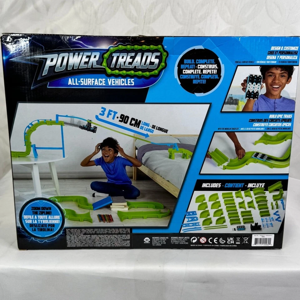 WowWee Power Treads Hyperdrive Zipline Car Set Race Track Playset 1 Vehicle 5562 - Image 2 of 4