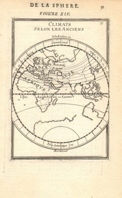 ÖSTLICHE HEMISPHÄRE. Klimaregionen nach den Alten. Mallet 1683 Karte