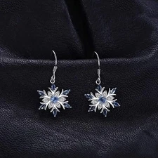 Snowflake Christmas Earrings G23 Pure Titanium Hook Sensitive Ears Winter Fashio