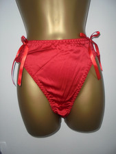 Womens   siren red    sheer lacy  bum satin front  Panties  36 to   50 " cd/tv