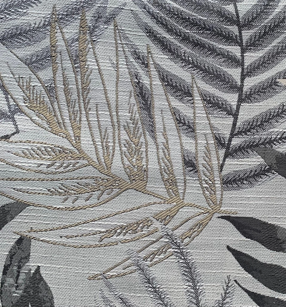 Dunelm Leaf Jacquard Blackout Eyelet Curtains - Grey, Beige, Green's - 66"x90"