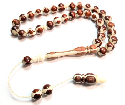 33 Kamelknochen Gebetsperlen Intarsien Rot Holz Tasbih Tesbih Muslim Rosenkranz Geschenk 743