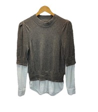 BROCHU WALKER Ebella Layered Crewneck Sweater Wool Cashmere Size Small Brown