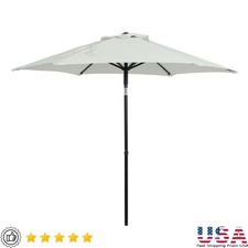 7.5ft Market Patio Umbrella Push Up Tilt Green Fade Resistant Steel Frame New