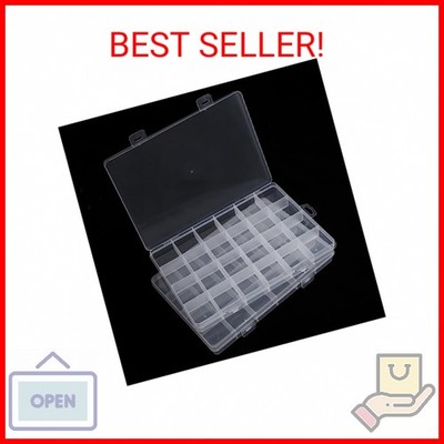 Samsace 2 Pack 24 Grids Clear Plastic Organizer Box Fixed Compartment Storage Co
